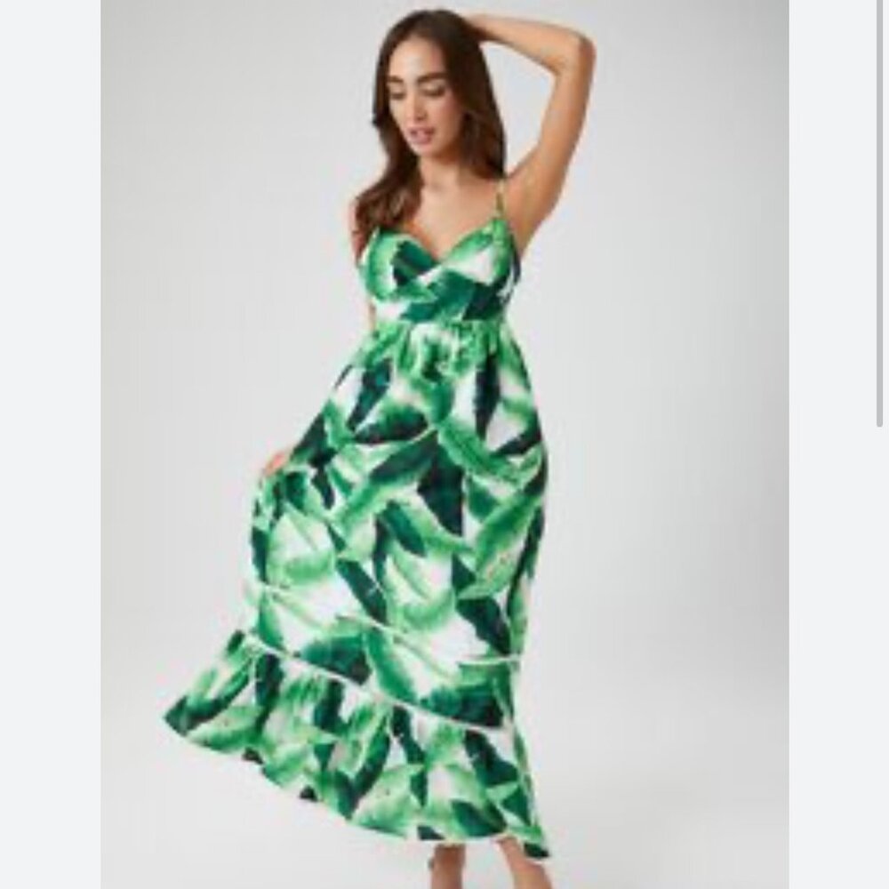 Tropical Leaf Maxi Dress